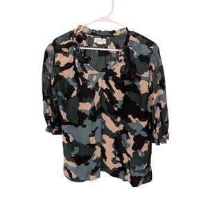 Velvet by Graham & Spencer Abstract Camo Blouse Size Small